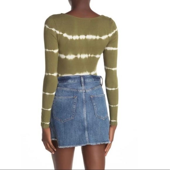 Ten Sixty Sherman Women’s Olive Green Tie Dye Square Neckline Body Suit - Picture 2 of 16